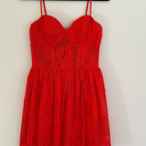 Bebe Red Lace Corset Mini Dress – Size S - Picture 2 of 15